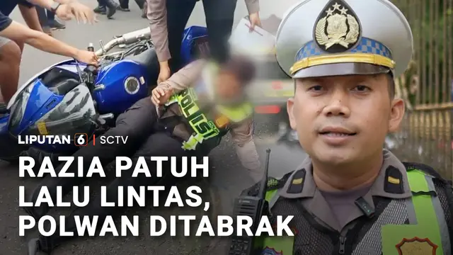 Razia Patuh Lalu Lintas, Polwan Ditabrak