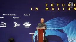 Ketum GAIKINDO Yohannes Nangoi memberikan sambutan dalam pembukaan pameran Gaikindo Indonesia Internasional Auto Show (GIIAS) 2019 di ICE BSD, Serpong, Tangerang, Kamis (18/7/2019). Tahun ini pameran otomotif terbesar di Indonesia tersebut mengusung tema Future in Motion. (Liputan6.com/Fery Pradolo)