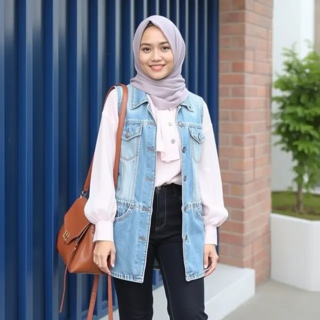 outfit denim hijabers (ilustrasi by qwen.ai)
