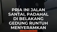 Pria Ini Jalan Santai, Padahal Di Belakangnya Gedung Runtuh Menyeramkan