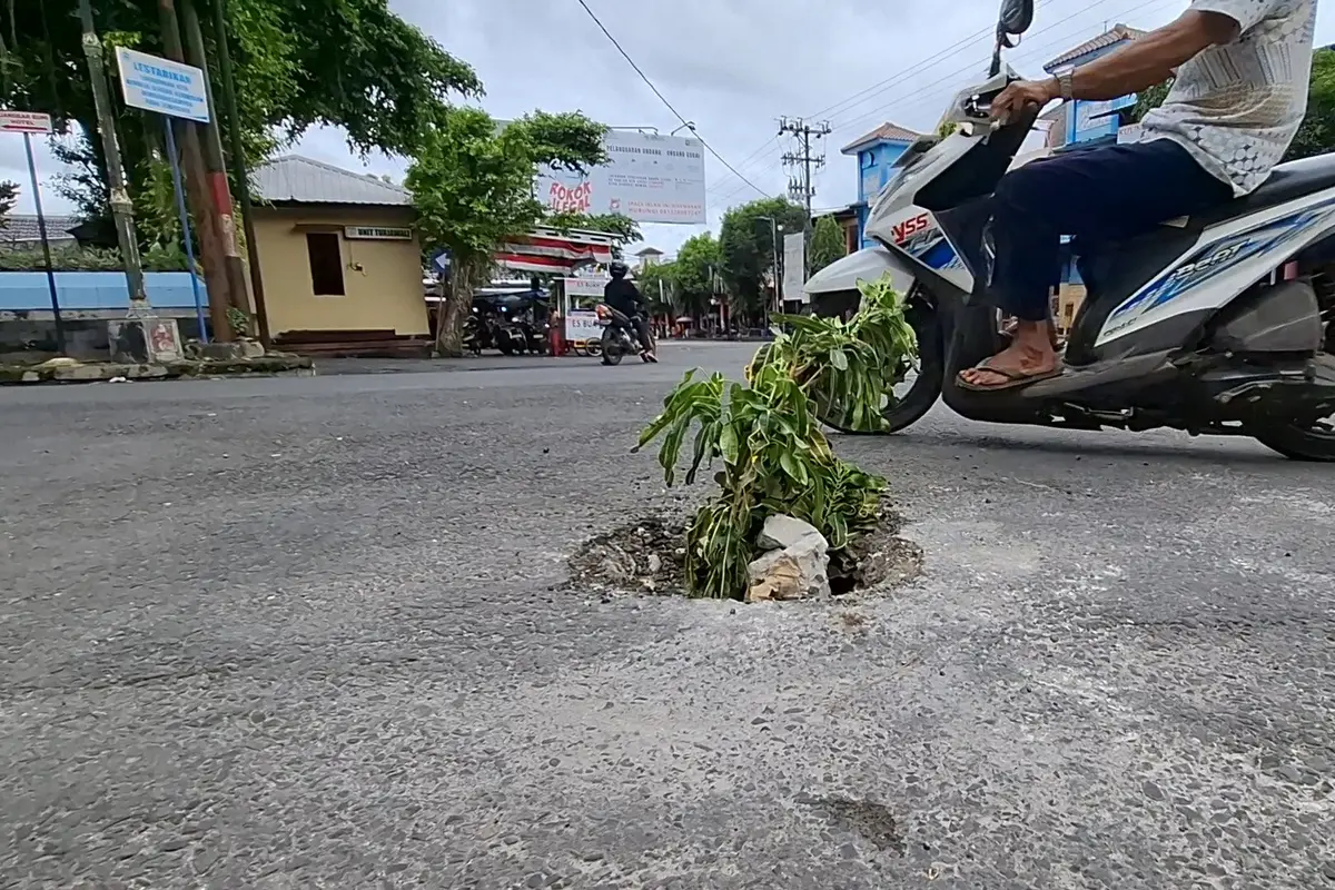 Warga Wonosari kesal jalan dilubangi