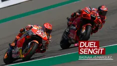 Thumbnail video momen duel sengit Pecco Bagnaia dengan Marc Marquez di MotoGP Aragon 2021, Minggu (12/9/2021).