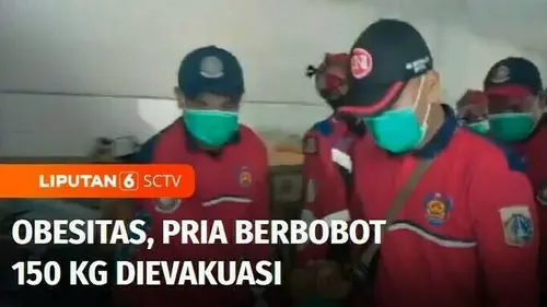 VIDEO: Penderita Obesitas, Pria Berbobot 150 Kg Dievakuasi Menggunakan Tandu dan Tali