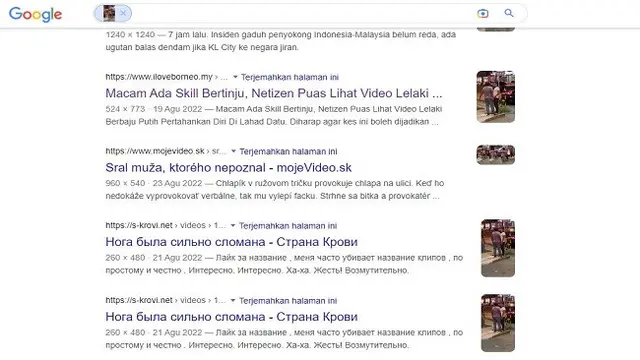 Gambar Tangkapan Layar Penelusuran Foto Menggunakan Google Reverse Images.