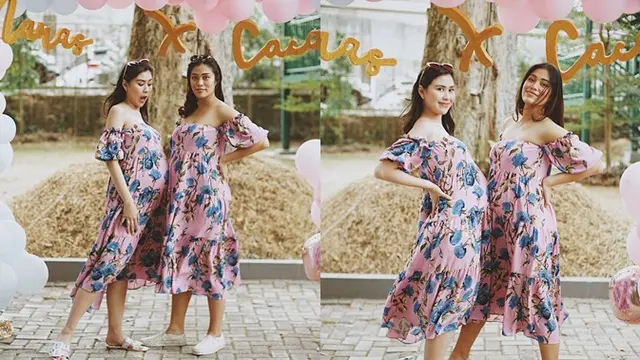Syahnaz Sadiqah menggelar baby shower bersamaan dengan sahabatnya yang juga sedang menanti buah hati.