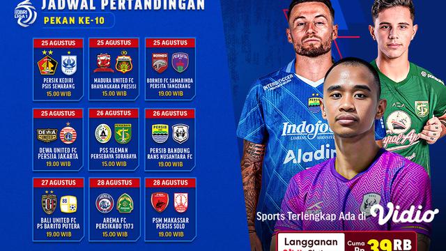 Jadwal Siaran Langsung BRI Liga 1 2023/2024 Pekan 10 di Vidio, 25-28 Agustus 2023