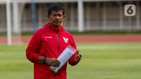 Latihan dipimpin langsung oleh pelatih Timnas Indonesia U-20, Indra Sjafri. (Liputan6.com/Angga Yuniar)