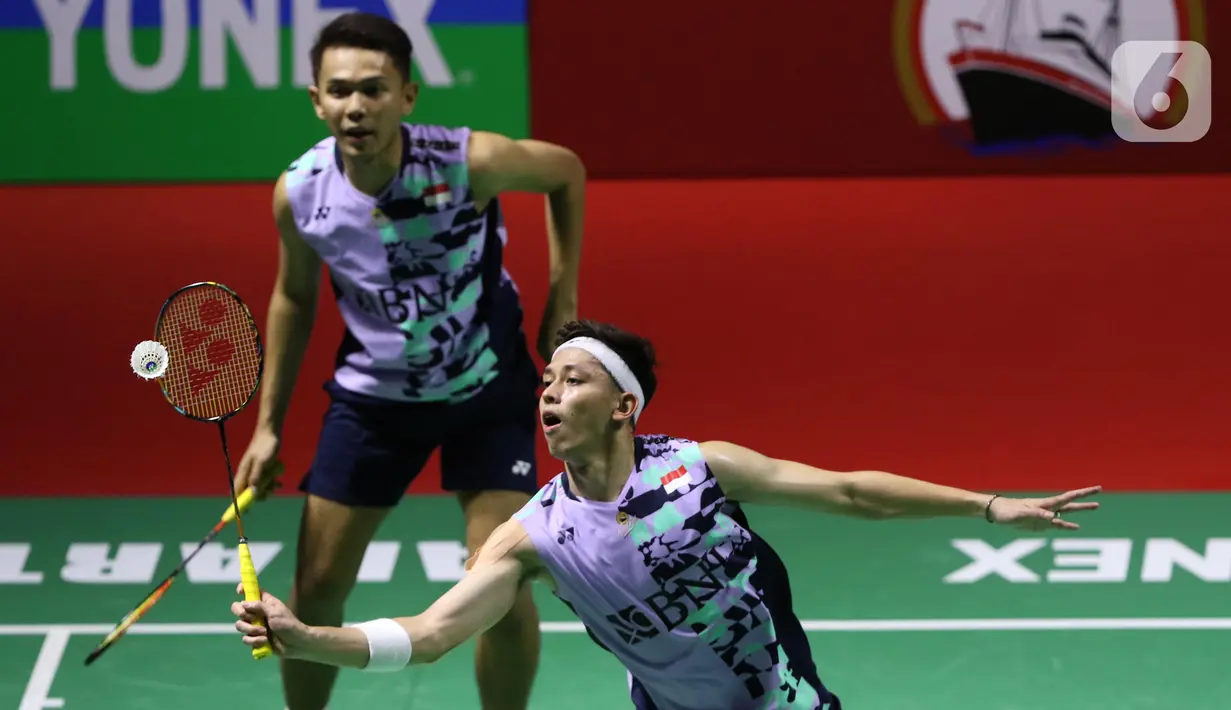 Fajar/Rian yang merupakan unggulan pertama turnamen, akan menghadapi wakil India, Satwiksairaj Rankireddy/Chirag Shetty  di perempat final. (Liputan6.com/Helmi Fithriansyah)