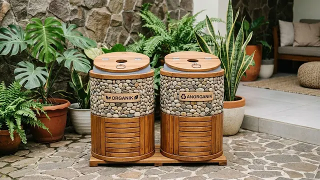 Ide Tempat Sampah Estetik dari Galon Bekas (AI Generated)