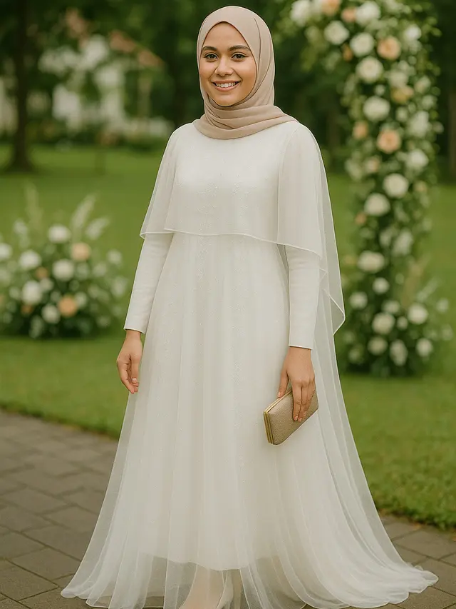 Inspirasi Dress Putih untuk Pesta Pernikahan Islami (Foto: ChatGPT)