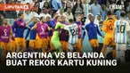 Duel sengit tersaji di babak perempat final Piala Dunia 2022 Jumat (9/12/2022) waktu setempat. Selama pertandingan, laga Belanda vs Argentina diwarnai 18 kartu kuning dan 1 kartu merah. Ini menjadi rekor kartu kuning terbanyak dalam sejarah Piala Dun...