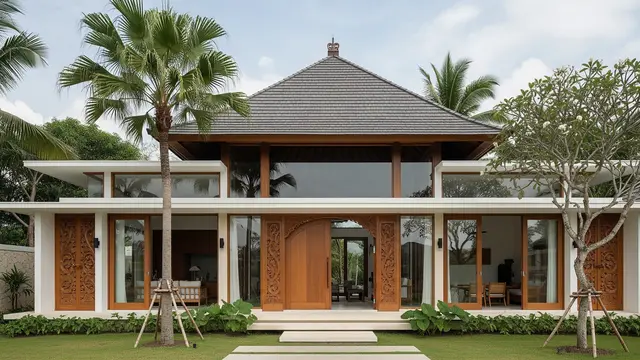 Rumah Minimalis Atap Limasan Modern dengan Bukaan Banyak (Image by Gemini AI)