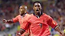 Patrick Kluivert sempat menjadi pemegang rekor pencetak gol terbanyak Timnas Belanda sejak 2003 hingga 2013. Ia sukses mengemas 40 gol dalam 79 laga bersama Skuat De Oranje. Kluivert juga merupakan top skor di Euro 2000. (AFP/Daniel Garcia)