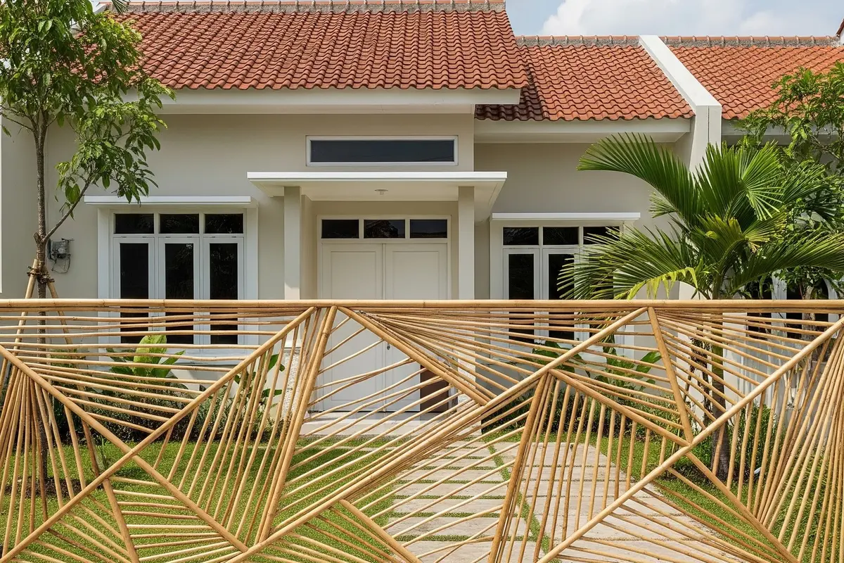 Desain Pagar Rumah Subsidi dari Ranting Kayu