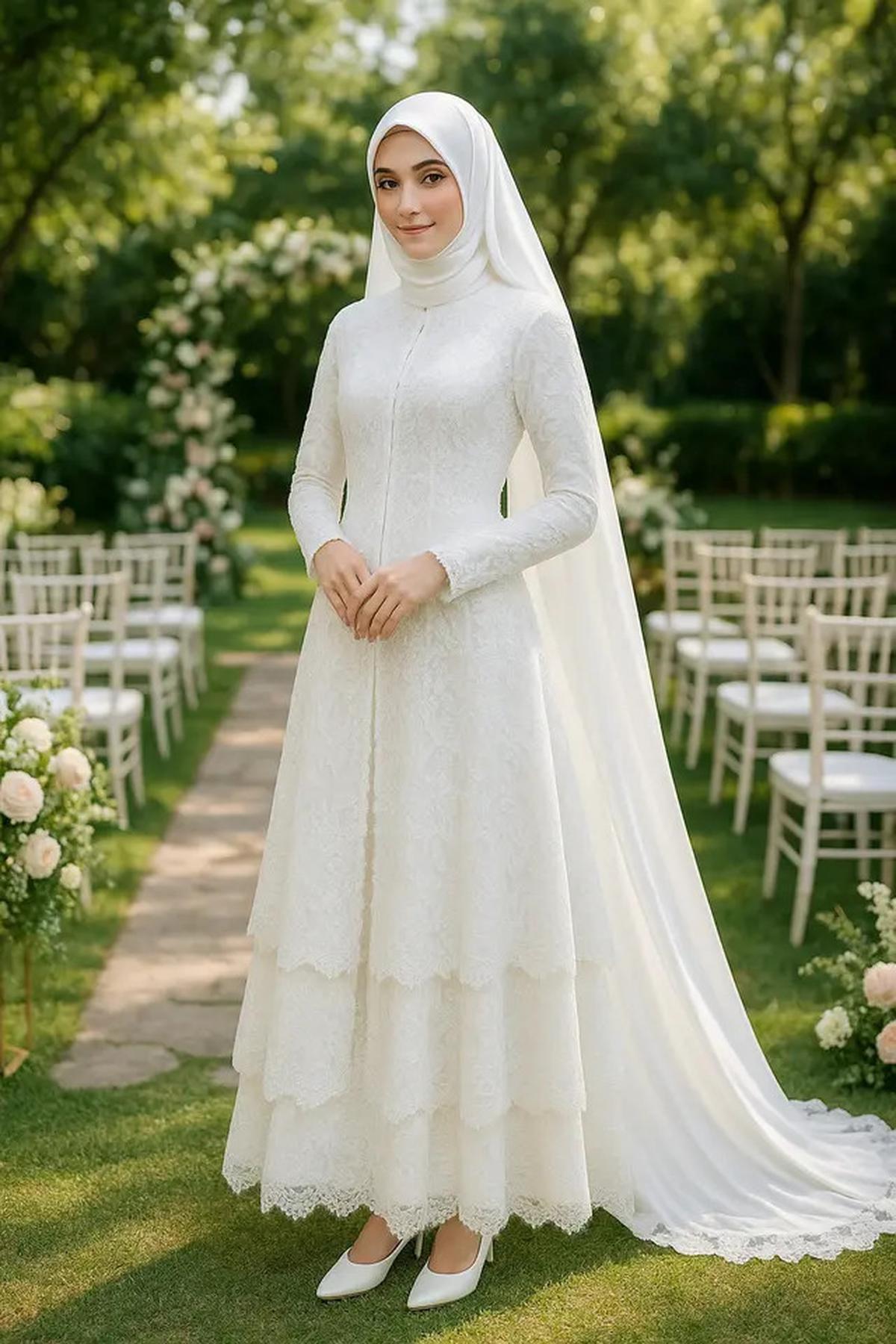 Model Kebaya Islami 2025 Bernuansa Putih yang Anggun untuk Akad Pernikahan
