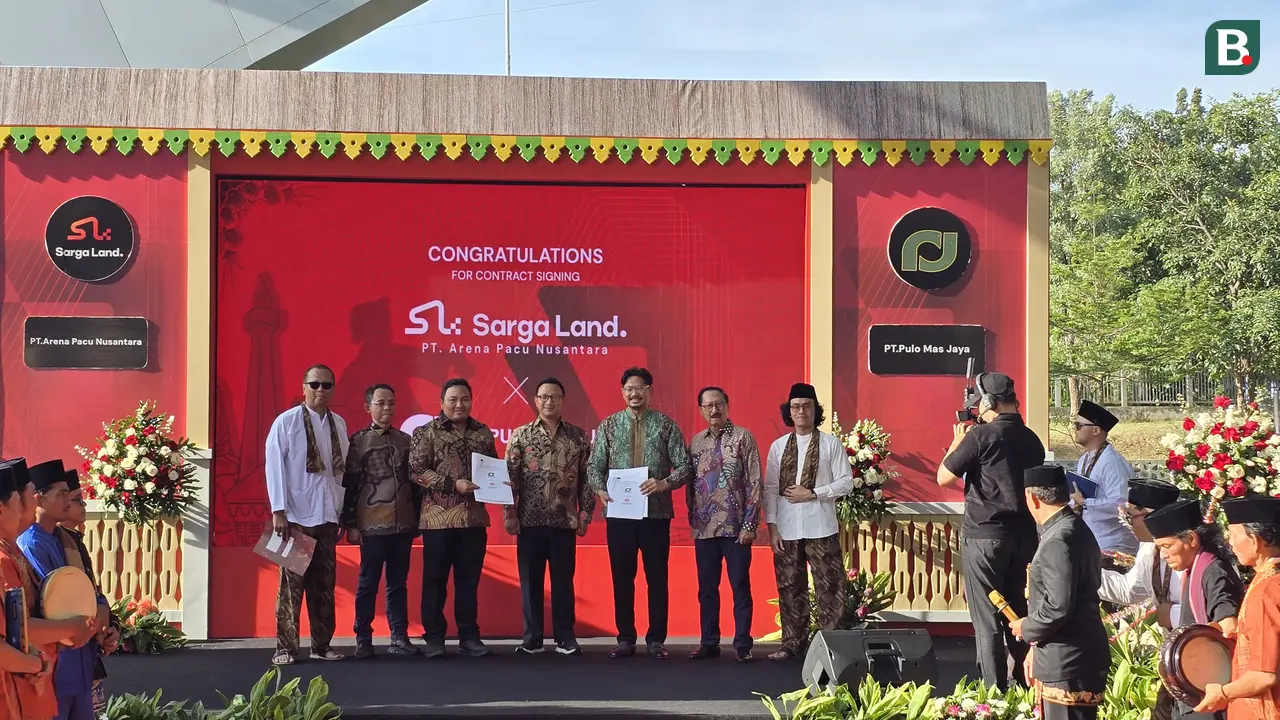Penandatanganan perjanjian kerja sama antara Sarga Land melalui PT Arena Pacu Nusantara bersama dengan PT Pulo Mas Jaya di Jakarta International Equistrian Park Pulomas
