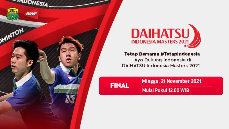 Jadwal Pertandingan Final Indonesia Masters 2021 Minggu, 21/11/2021