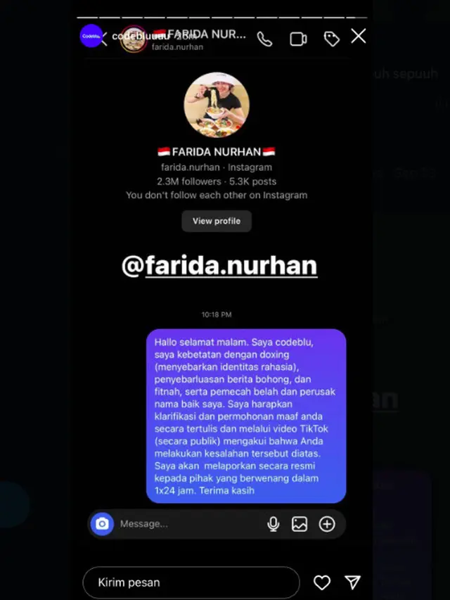 Codeblu Somasi Farida Nurhan Buntut Perkara Review Makanan Warung Nyak Kopsah