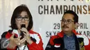 Ketua ISC, Susan Herawati (kiri) memberi keterangan jelang Indonesia Figure Skating National Championship 2016 di Jakarta, Kamis (28/4/2016). Ajang ini juga dijadikan seleksi atlet yang akan berlaga pada SEA Games 2017. (Liputan6.com/Helmi Fithriansyah)