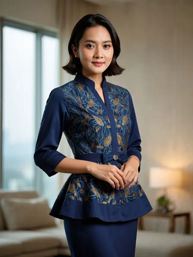 Model Tunik Batik Kombinasi Kain Polos untuk Usia 40-an