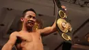 Petinju Indonesia, Daud Yordan, merebut gelar interim WBA International kelas ringan setelah menang angka mutlak atas petinju Argentina, Cristian Rafael Coria, di Radisson Victoria Plaza, Monteviedo, Uruguay, Sabtu (4/6/2016). (Daud Yordan Media)