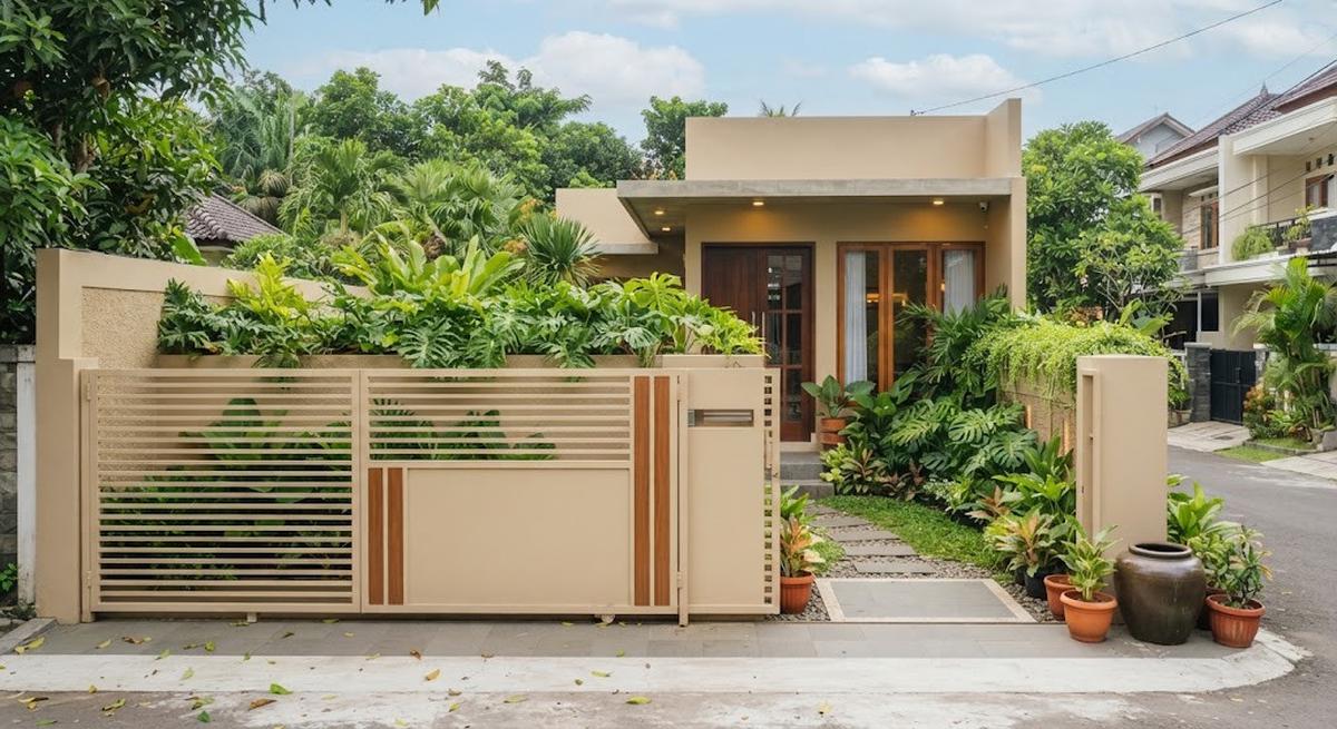 Warna cat pagar yang bikin rumah terasa sejuk dan bisa redam amarah ketika pulang model beige