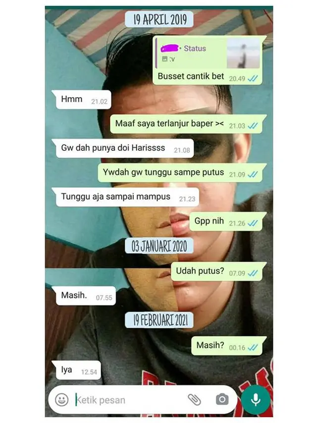 6 Chat Cowok Tunggu Gebetan Putus dari Pacar Ini Bikin Sesak