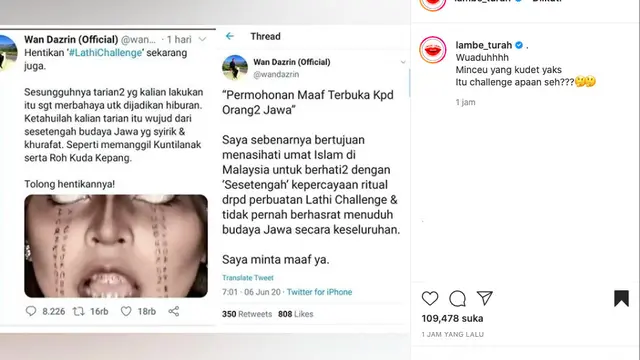 Lathi Challenge Dituduh Sesat dan Ritual Memanggil Setan.