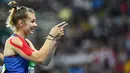 Sara Kolak adalah atlet lempar lembing putri yang berhasil melakukan lemparan sejauh 66,18m pada final lempar lembing putri Olimpiade Rio 2016 di Stadion Olympic, Rio de Janeiro, Brasil, (19/8/2016). (AFP/Jewel Samad)