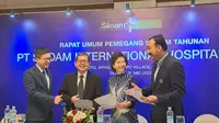 Presiden Direktur PT Siloam Internasional Hospitals Tbk Darjoto Setyawan dalam public expose di Aryaduta Karawaci, Kabupaten Tangerang, Selasa (31/5/2022).
