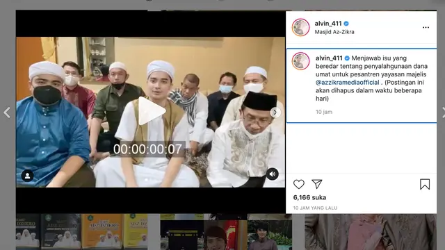 Unggahan Alvin Faiz. (Foto: Instagram @alvinfaiz)