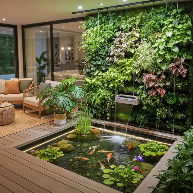 Inspirasi Taman Mini dan Kolam Ikan untuk Menciptakan Suasana Healing di Rumah (AI Generated)
