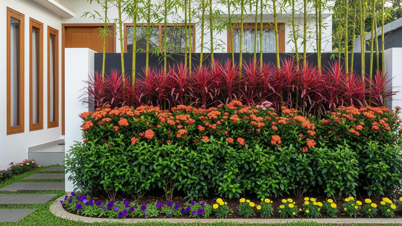 Inspirasi Living Fence dari Tanaman Berlapis (AI Generated)
