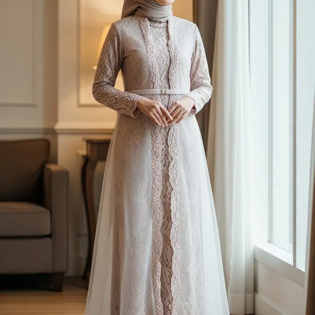 9 Model Gamis Kombinasi Brokat Organza, Pilihan Anggun dan Glamor