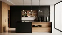 7 Model Dapur Minimalis Hitam dengan Sentuhan Kayu yang Kini Tren di 2026