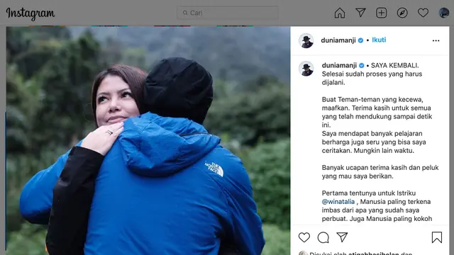 Unggahan Anji. (Foto: Instagram @duniamanji)