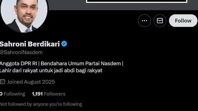 NasDem Beberkan Ada Akun X Palsu Mengaku Sahroni: Publik Jangan Mudah Terprovokasi