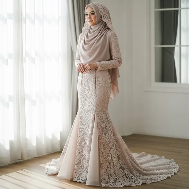 9 Model Gamis Kombinasi Brokat Organza, Pilihan Anggun dan Glamor
