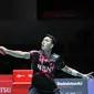 Jonatan Christie saat melawan Lakshya Sen dari India pada laga semifinal&nbsp;Japan open 2023 di Yoyogi 1ST Gymnasium, Tokyo, Jepang, Sabtu (29/7) siang WIB. Pebulu tangkis&nbsp;tunggal putra Indonesia itu menang 21-15, 13-21, dan 21-16. (foto: PBSI)
&nbsp;