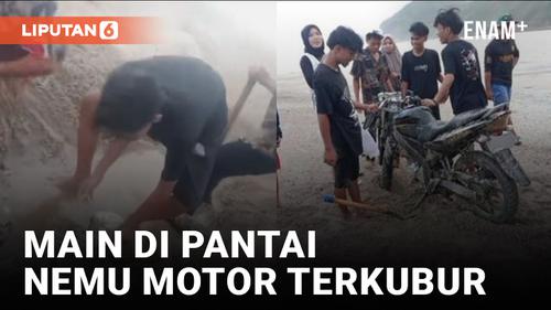 VIDEO: Sekelompok Remaja Temukan Motor Terkubur di Pasir Pantai