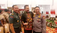 Jaksa Agung ST Burhanuddin, Kapolri Jenderal Listyo Sigit Prabowo, dan Panglima TNI  Jenderal Agus Subiyanto bertemu di Istana Negara Jakarta, Senin (27/5/2024). (Foto Istimewa)