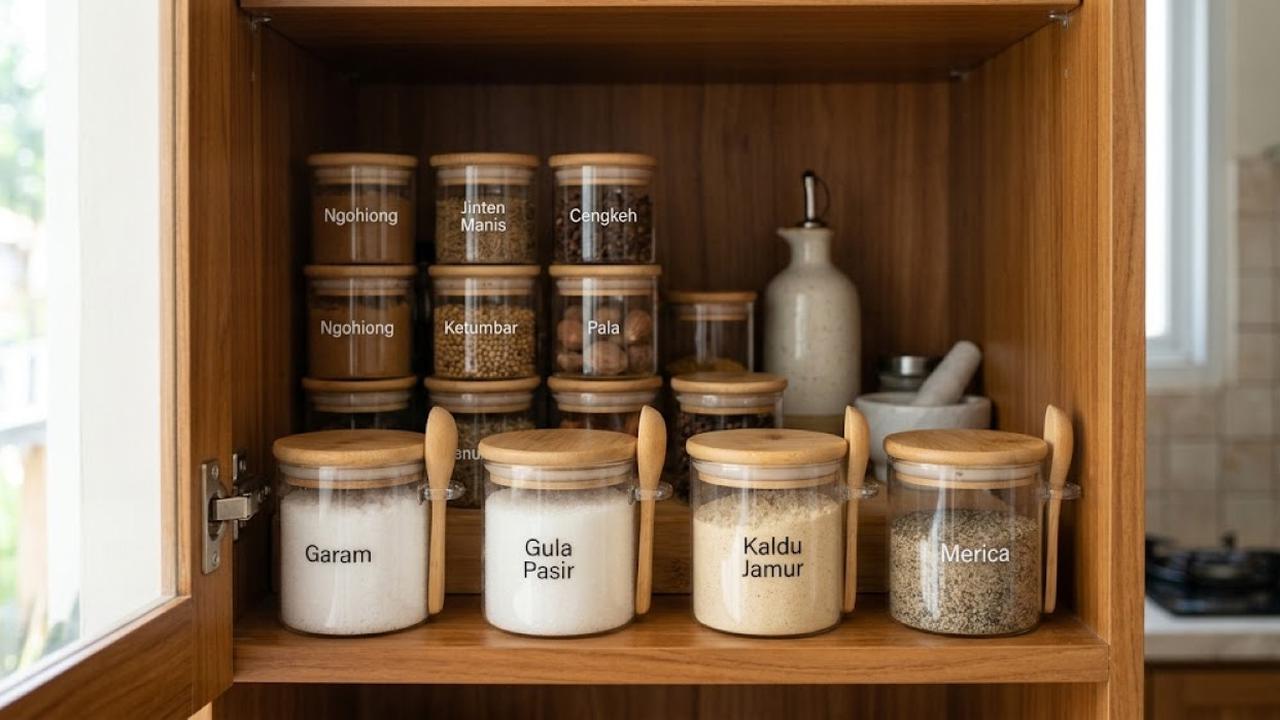 Menyimpan Bumbu Dapur Agar Tidak Mudah Tumpah di Lemari