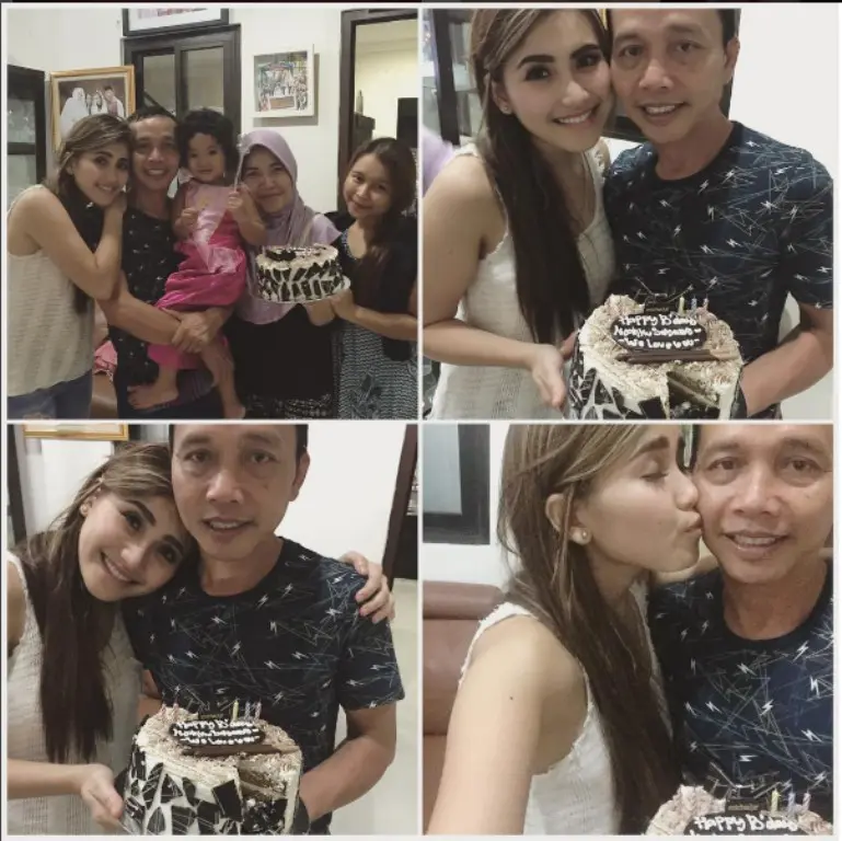 Apa ada yang salah dengan foto ciuman Ayu Ting Ting dengan Ayah Rozak? Apakah salah jika orangtua mencium anaknya dibibir? (Foto: Instagram/AyuTingTing92)