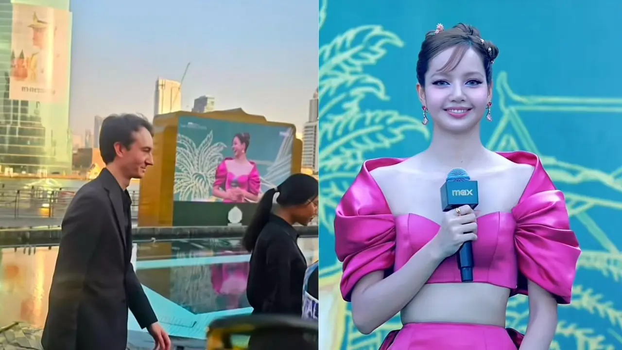 Tampilan Lisa Blackpink saat premier White Lotus 3 di Thailand yang dihadiri juga Frederick Arnault