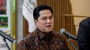 Menpora RI, Erick Thohir, memberikan keterangan setelah melakukan pertemuan membahas SEA Games 2027 di Kantor Kemenpora RI, Senayan, Jakarta Pusat, Jumat (20/02/2026). (Bola.com/Nur Iman Ali)