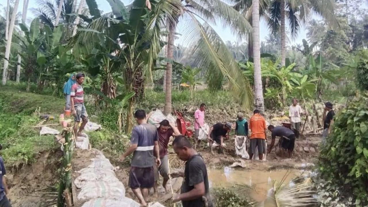 Atasi Dampak Banjir, BPBD Parimo Pasang Tanggul Darurat di Sungai Moutong