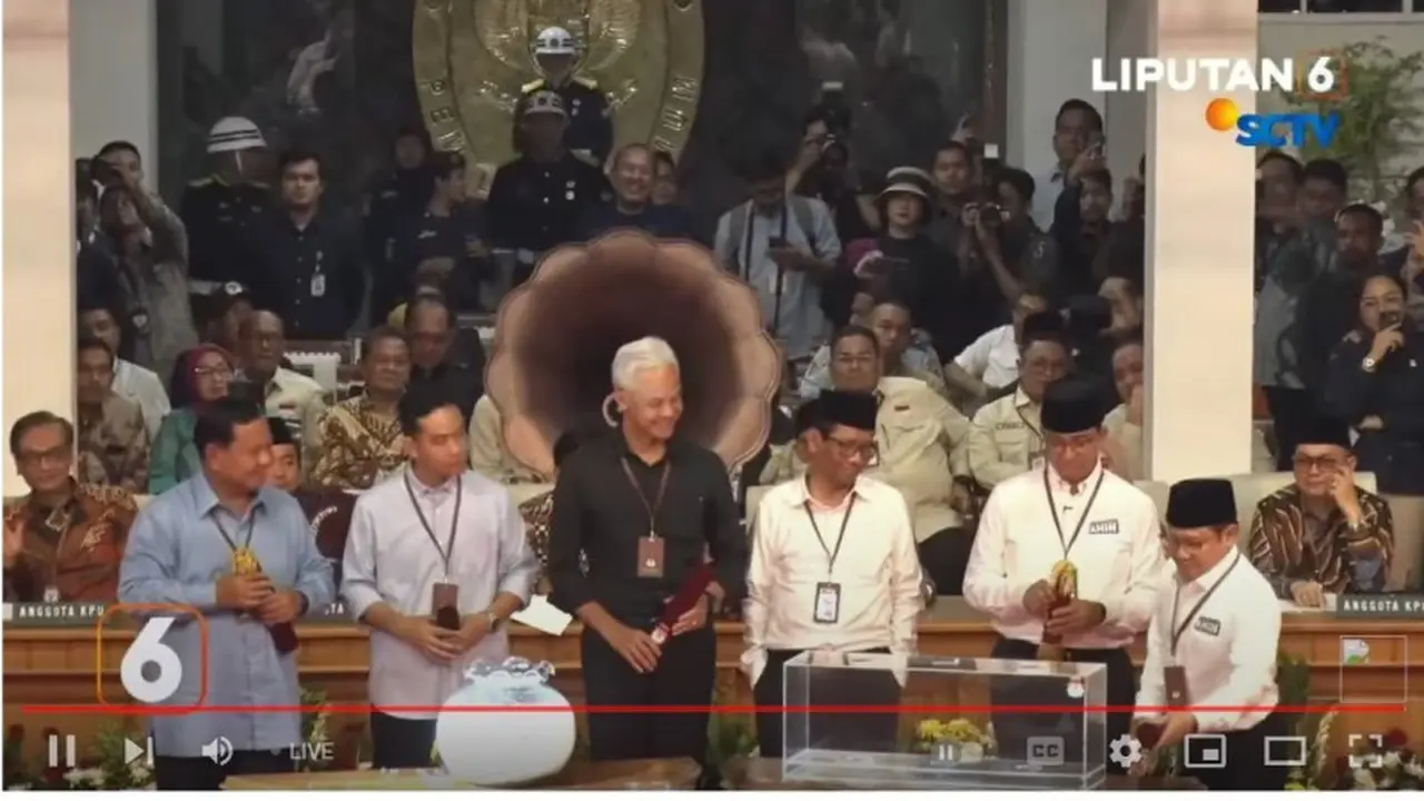 Para Capres-Cawapres Kompak Pakai Kemeja Tangan Panjang di Acara Pengundian Nomor Urut Pilpres 2024