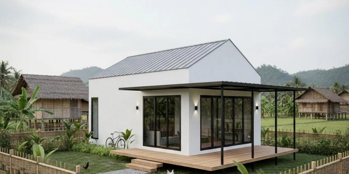 Ilustrasi Rumah Minimalis di Kampung