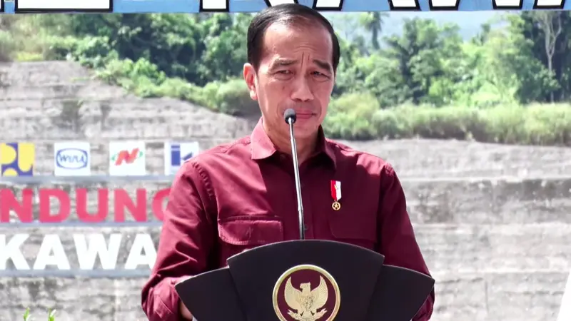 Presiden Joko Widodo atau Jokowi meresmikan Bendungan Kuwil Kawangkoan yang berada di Kabupaten Minahasa Utara, Sulawesi Utara, Kamis (19/1/2023).