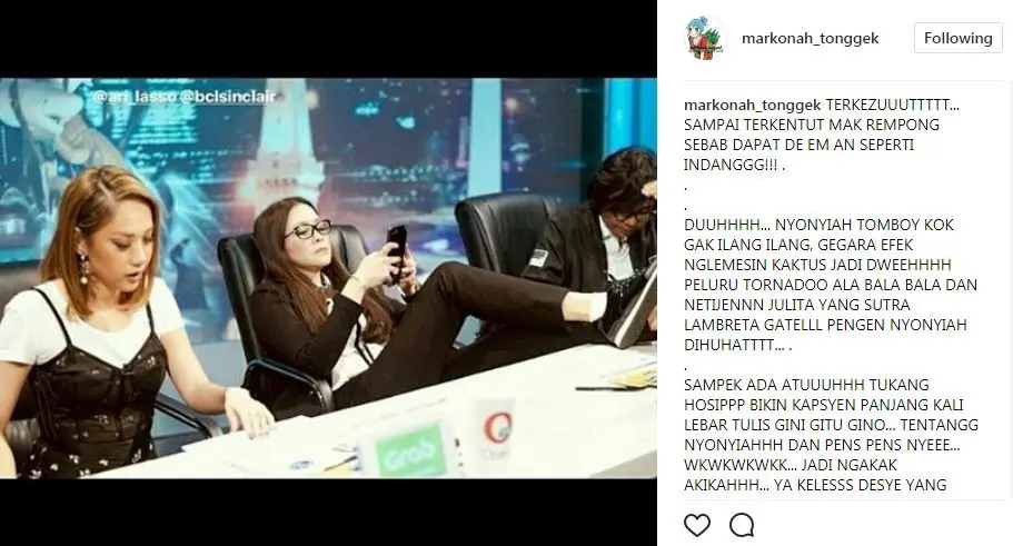 Maia Estianty bertingkah kurang sopan [foto: instagram/markonah_tonggek]